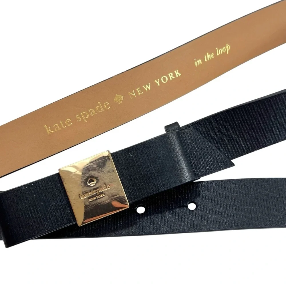 KATE SPADE Black and Gold Leather Bow Belt